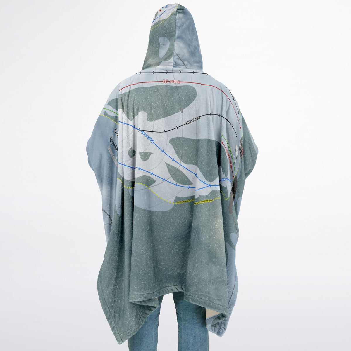 Cedar Pass, California Ski Resort Map Flannel Blanket Poncho