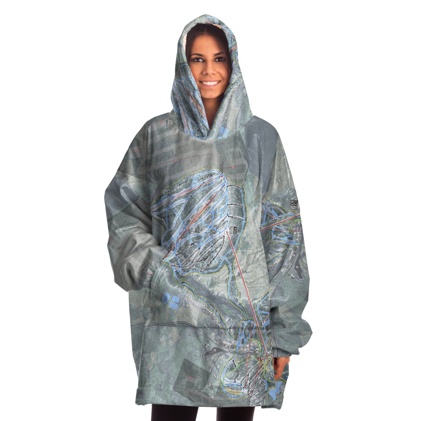 Lutsen Mountains, Minnesota Ski Trail Map - Snug Hoodie - Powderaddicts