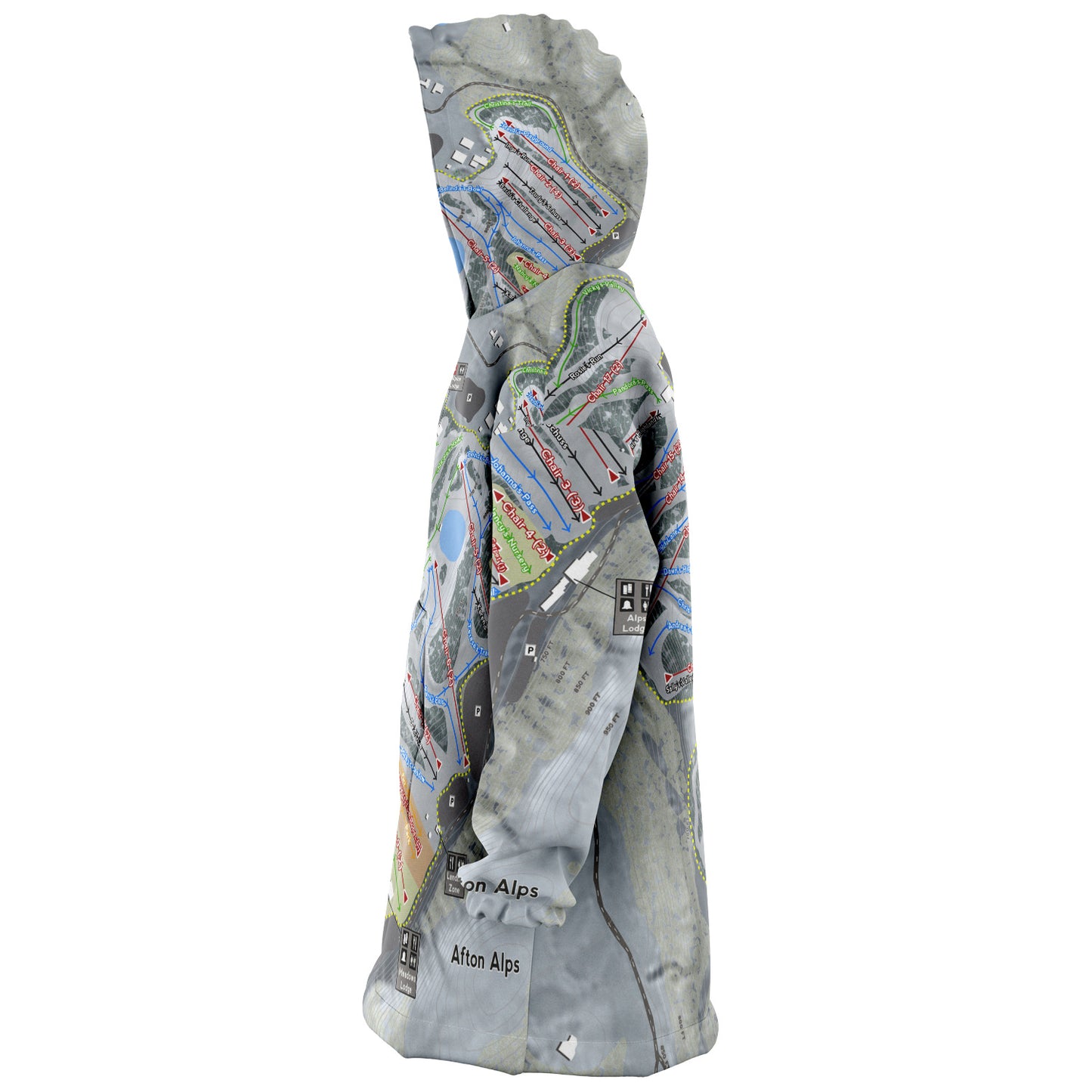 Afton Alps, Minnesota Ski Trail Map - Snug Hoodie