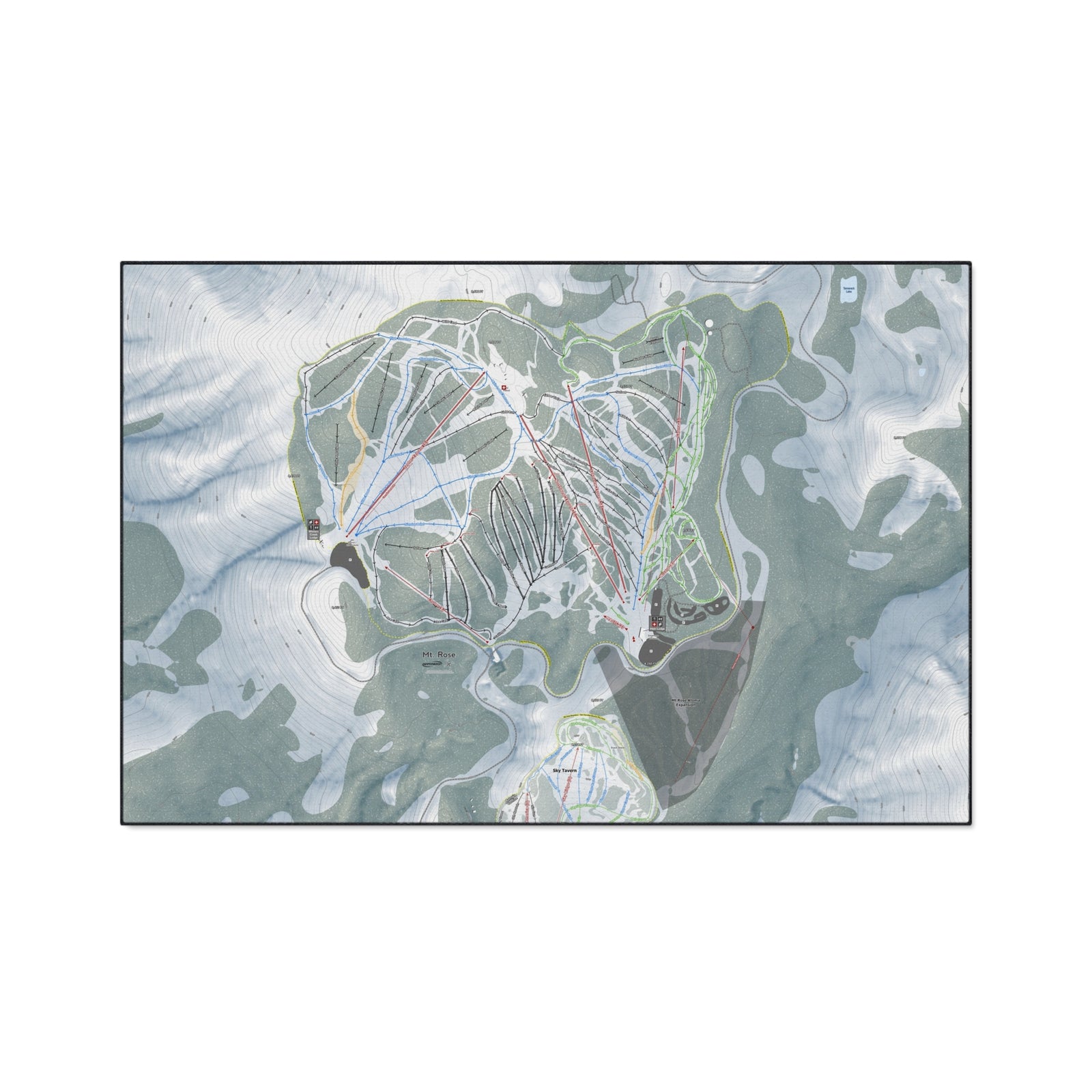 Mt Rose, Nevada Ski Resort Map Heavy Duty Floor Mat