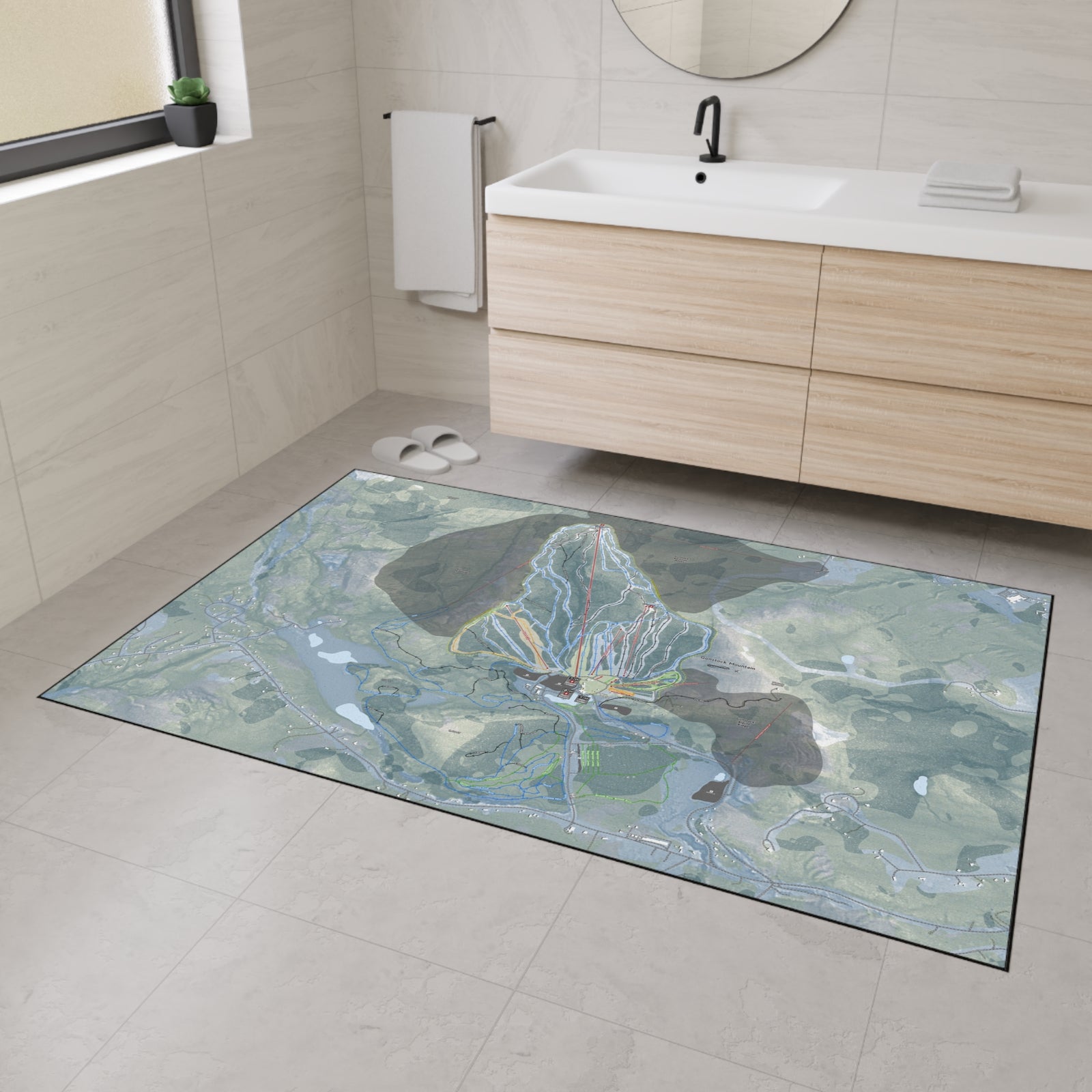 Gunstock Mountain, New Hampshire Ski Resort Map Heavy Duty Floor Mat
