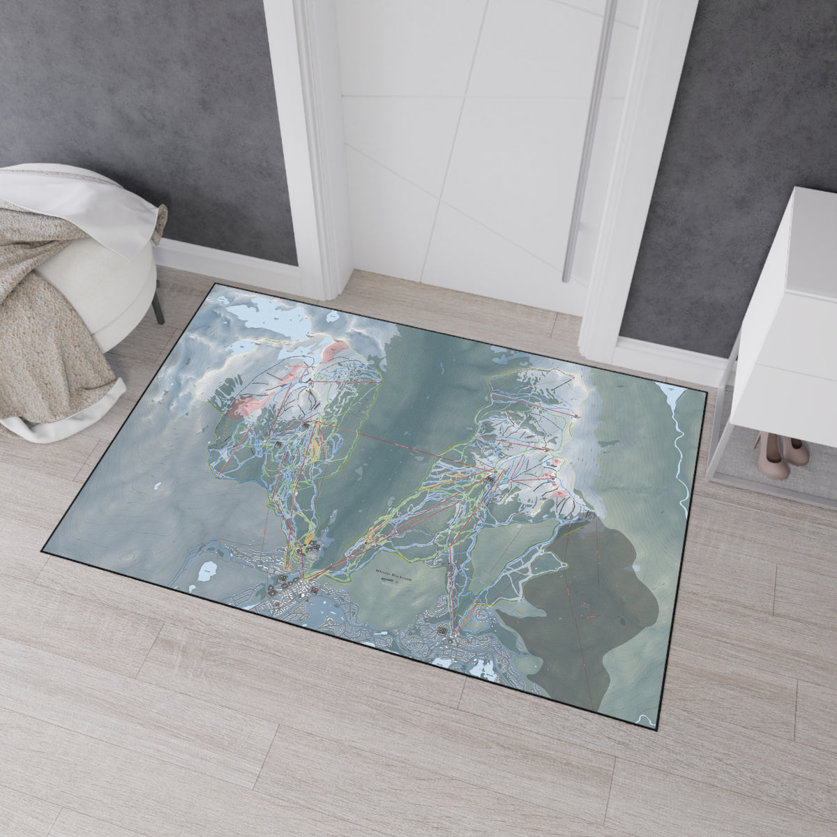 Whistler Blackcomb, British Columbia Ski Resort Map Heavy Duty Floor Mat