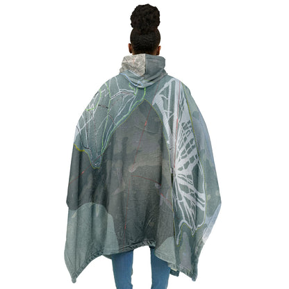 Troll Resort, British Columbia Ski Resort Map Flannel Blanket Poncho