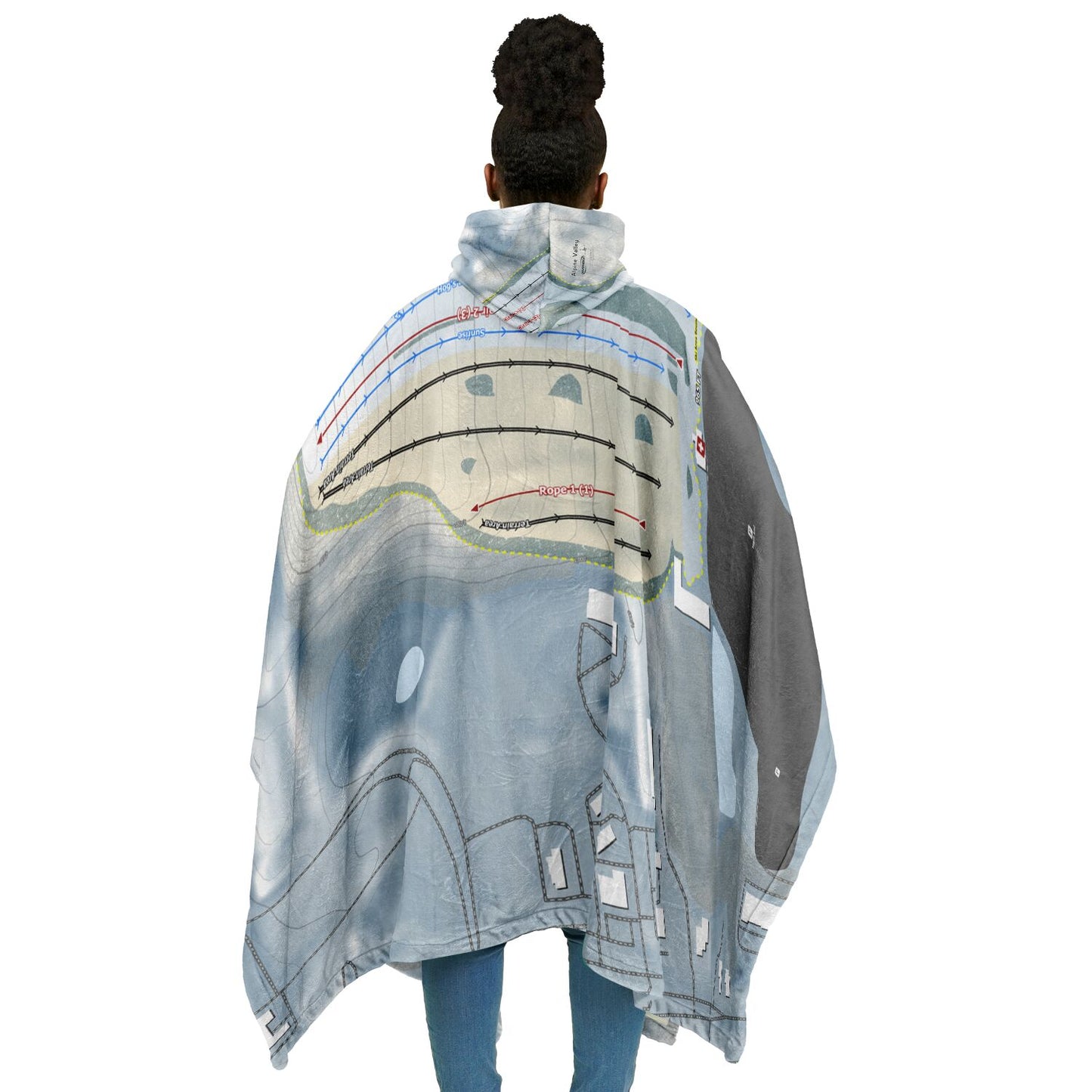 Alpine Valley, Michigan Ski Resort Map Flannel Blanket Poncho