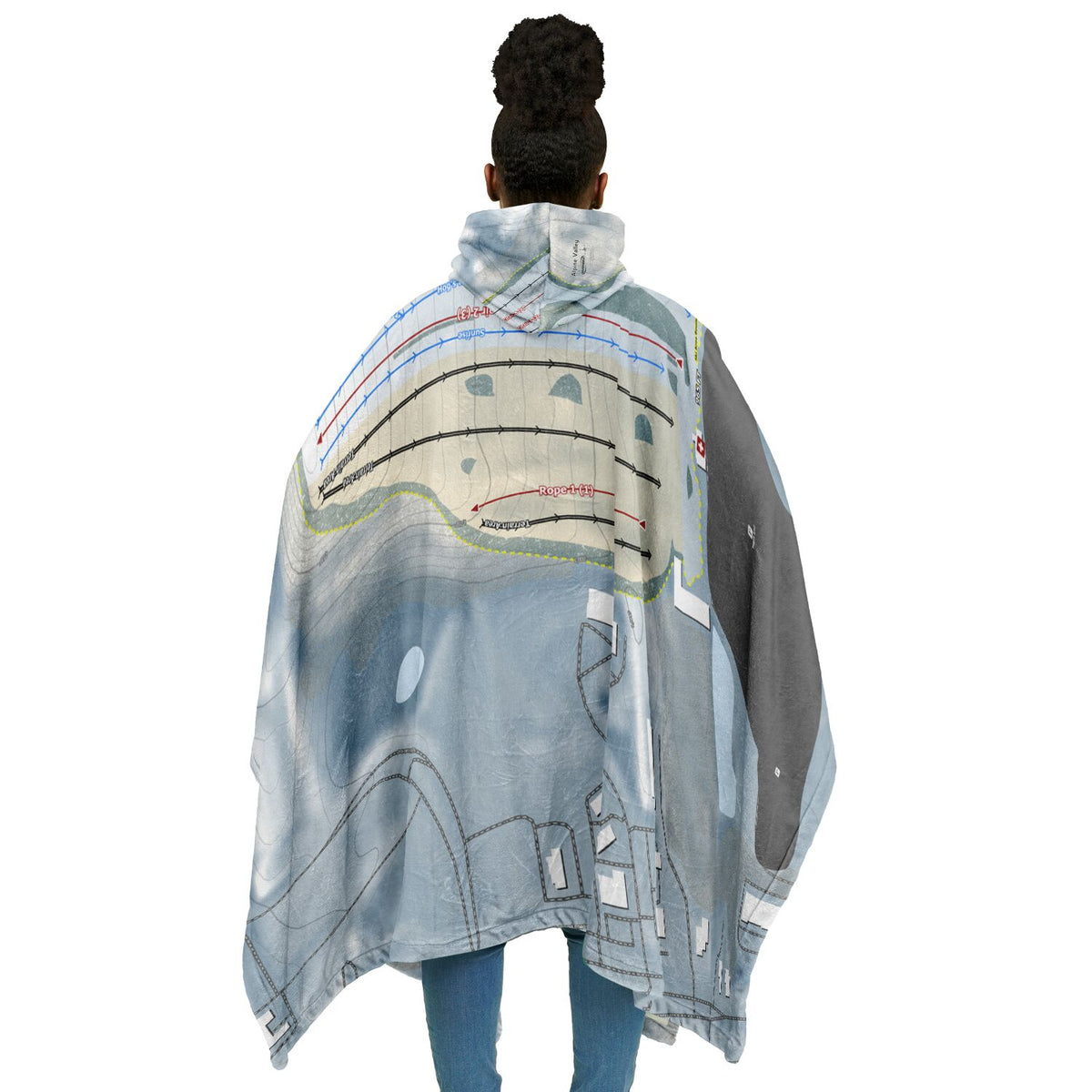 Alpine Valley, Michigan Ski Resort Map Flannel Blanket Poncho