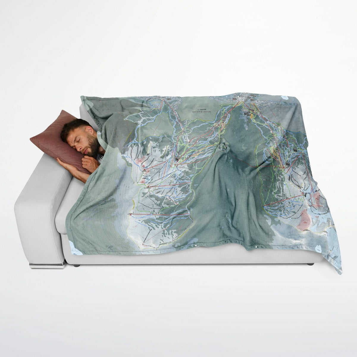 Whistler Blackcomb, British Columbia Ski Resort Map Flannel Blanket Poncho