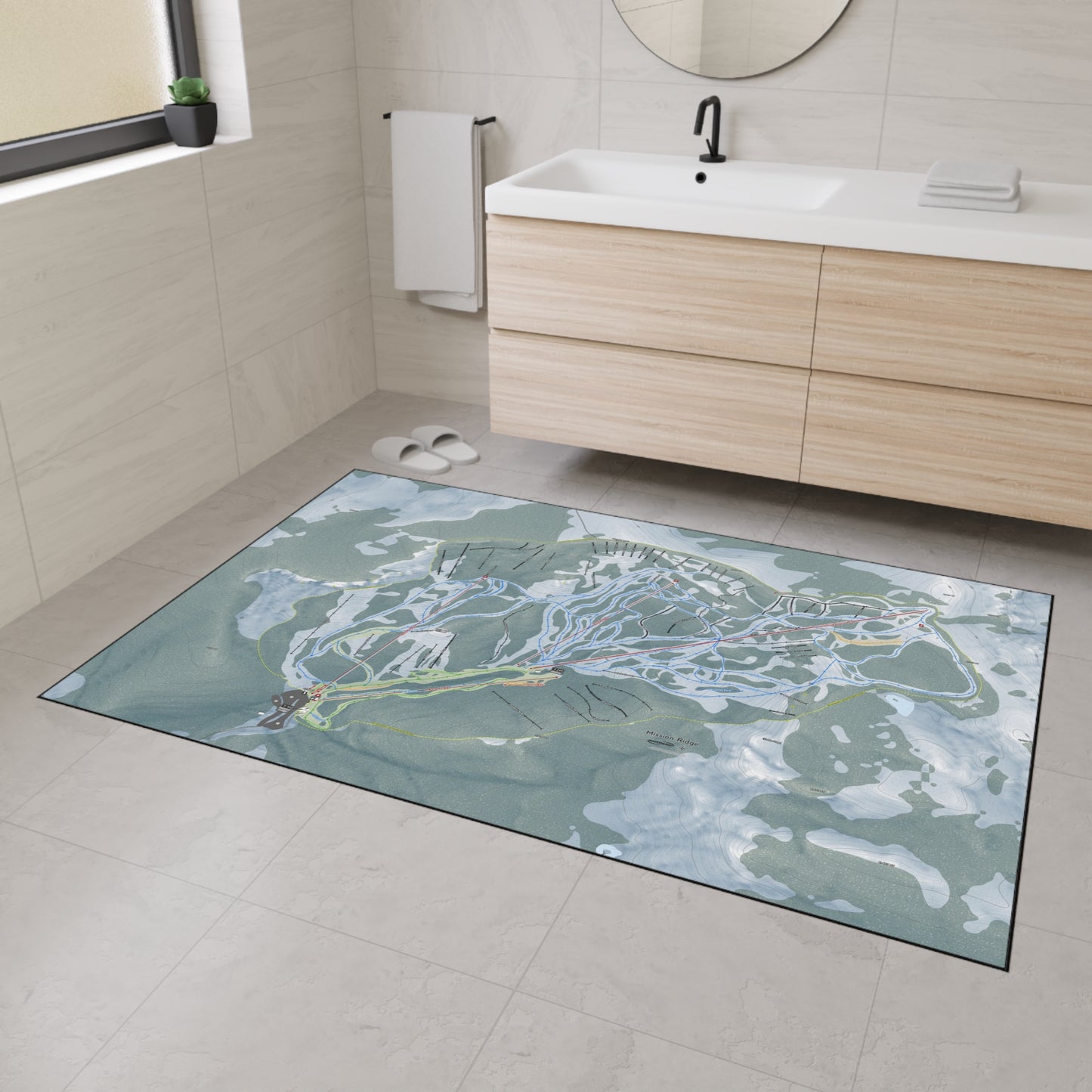 Mission Ridge, Washington Ski Resort Map Heavy Duty Floor Mat