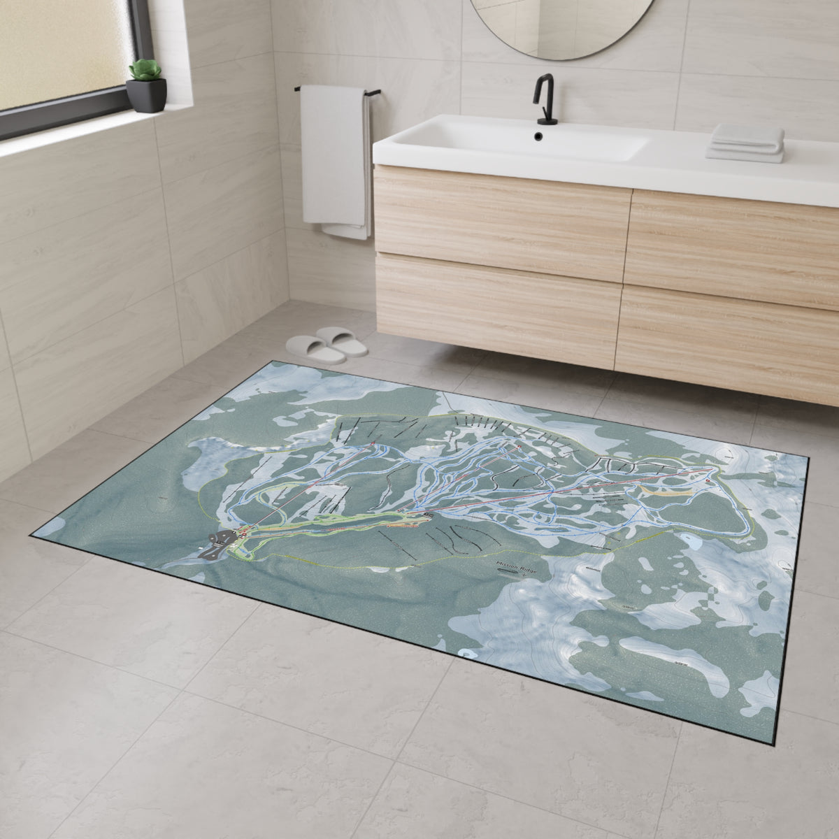 Mission Ridge, Washington Ski Resort Map Heavy Duty Floor Mat