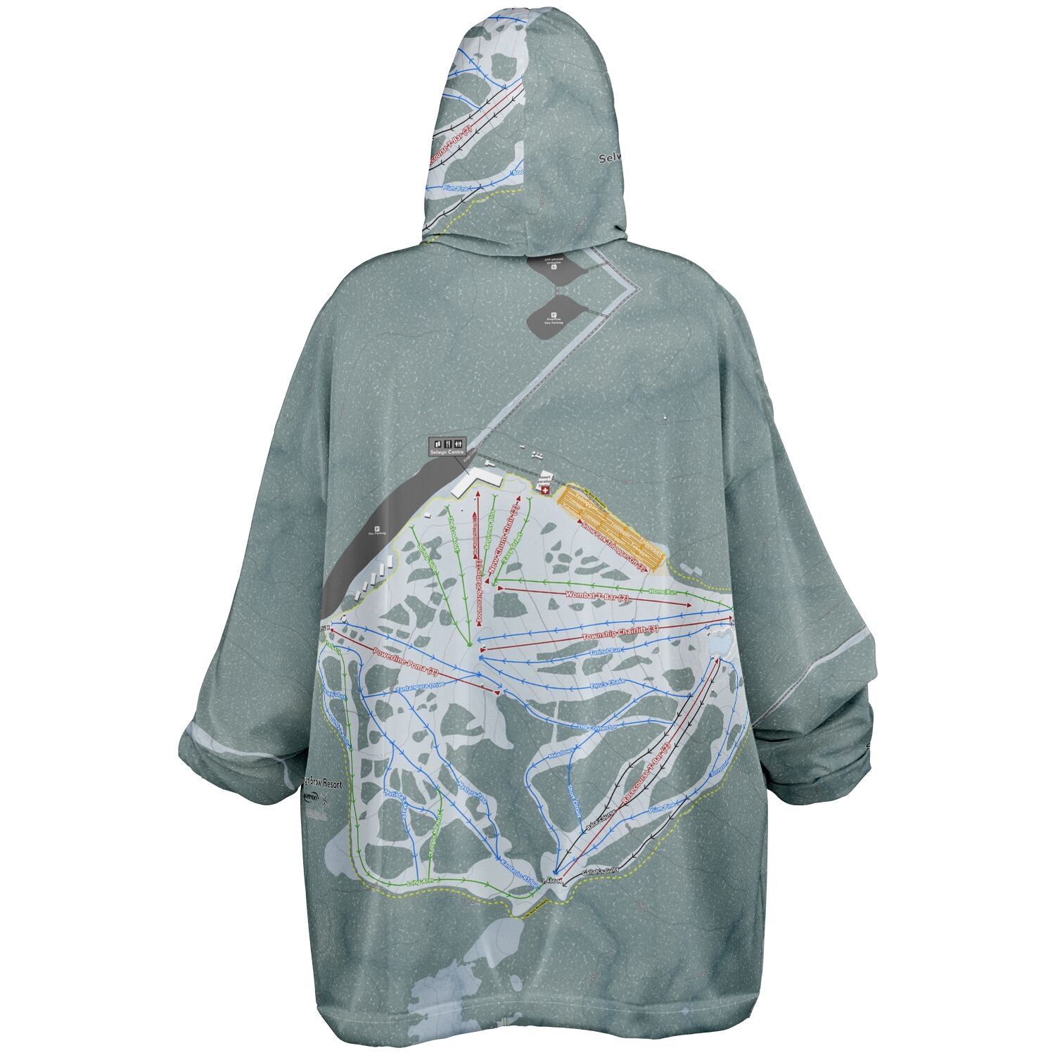 Selwyn Snow Resort, Australia Ski Trail Map - Snug Hoodie - Powderaddicts