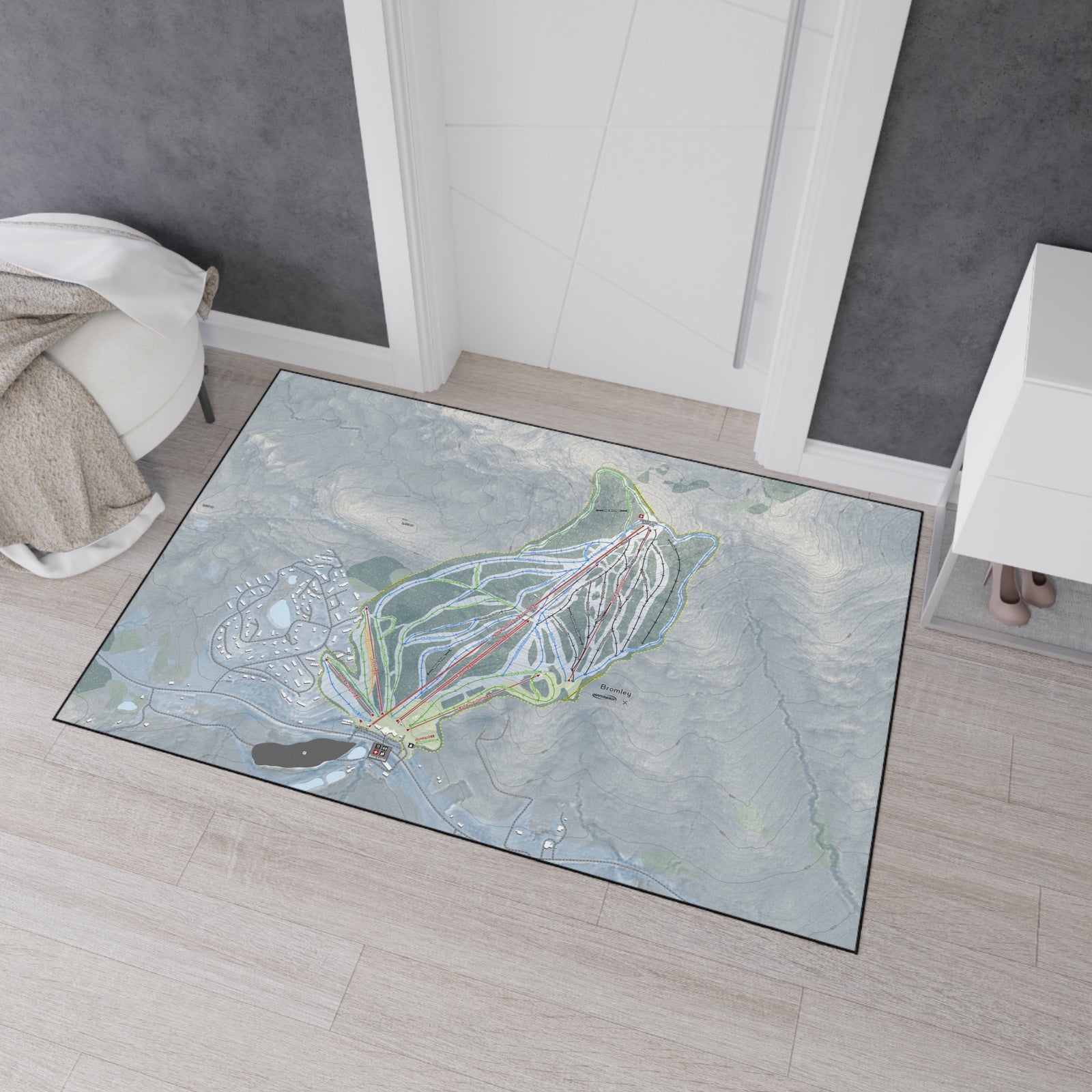 Bromley, Vermont Ski Resort Map Heavy Duty Floor Mat
