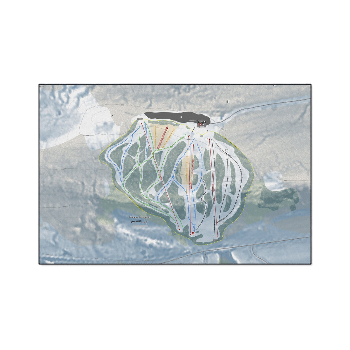 Norway Mountain, Michigan Ski Resort Map Heavy Duty Floor Mat