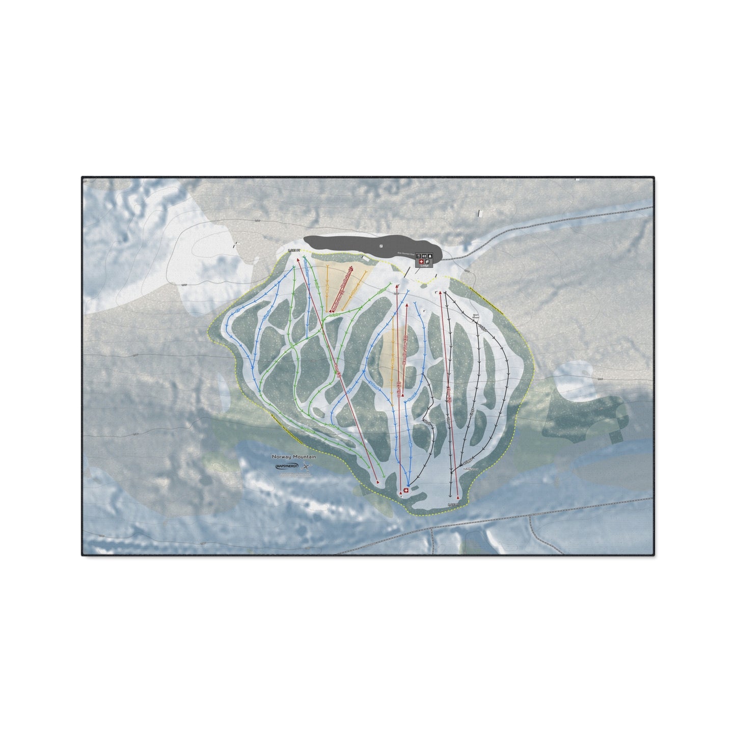 Norway Mountain, Michigan Ski Resort Map Heavy Duty Floor Mat