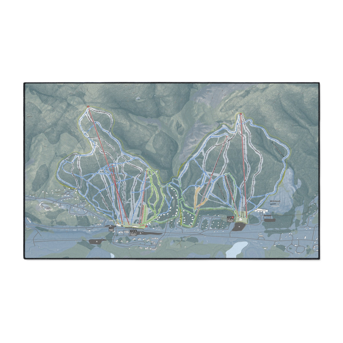 Attitash Mountain, New Hampshire Ski Resort Map Heavy Duty Floor Mat