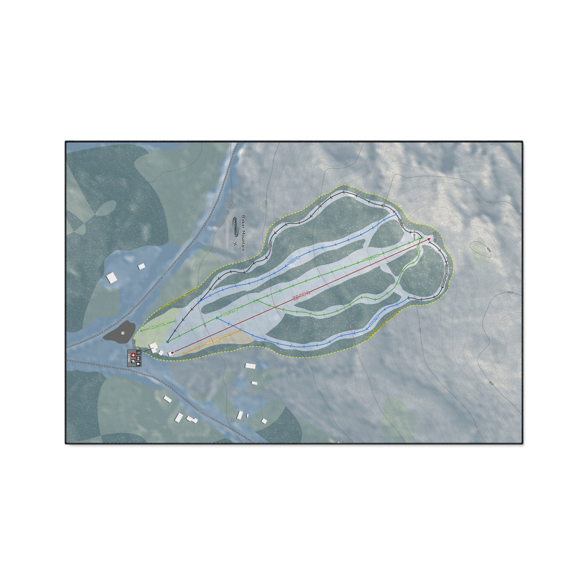 Baker Mountain, Maine Ski Resort Map Heavy Duty Floor Mat