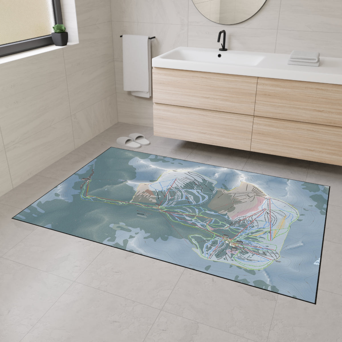 Banff Sunshine, Alberta Ski Resort Map Heavy Duty Floor Mat