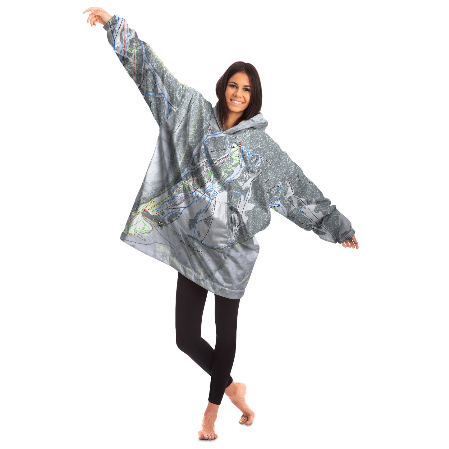 Pebble Creek, Idaho Ski Trail Map - Snug Hoodie