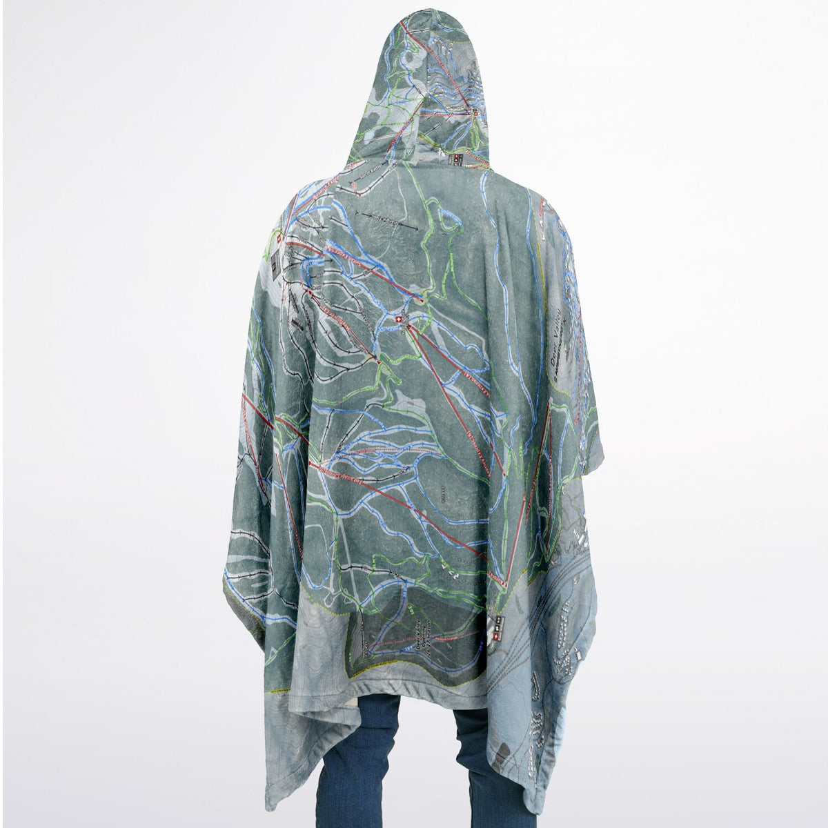 Deer Valley, Utah Ski Resort Map Flannel Blanket Poncho
