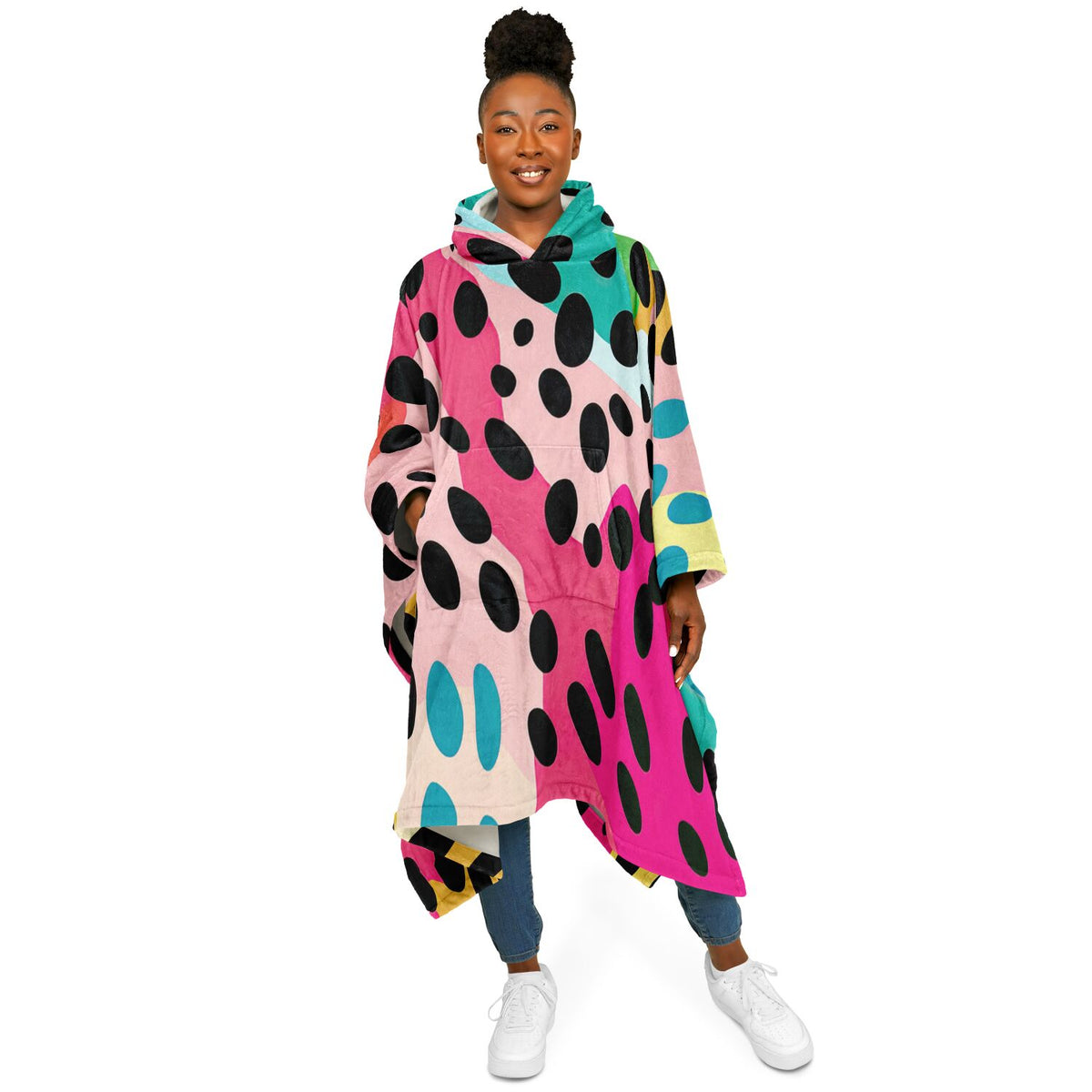 Leopard Print Pattern, Flannel Blanket Poncho