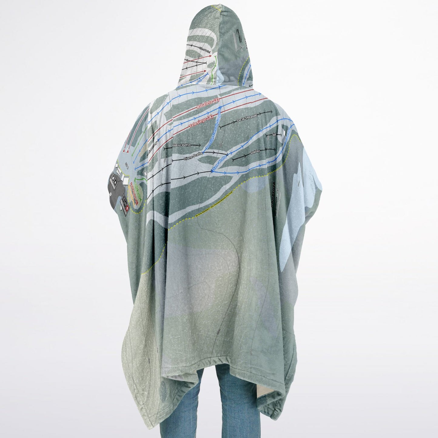 Kanasuta, Quebec Ski Resort Map Flannel Blanket Poncho