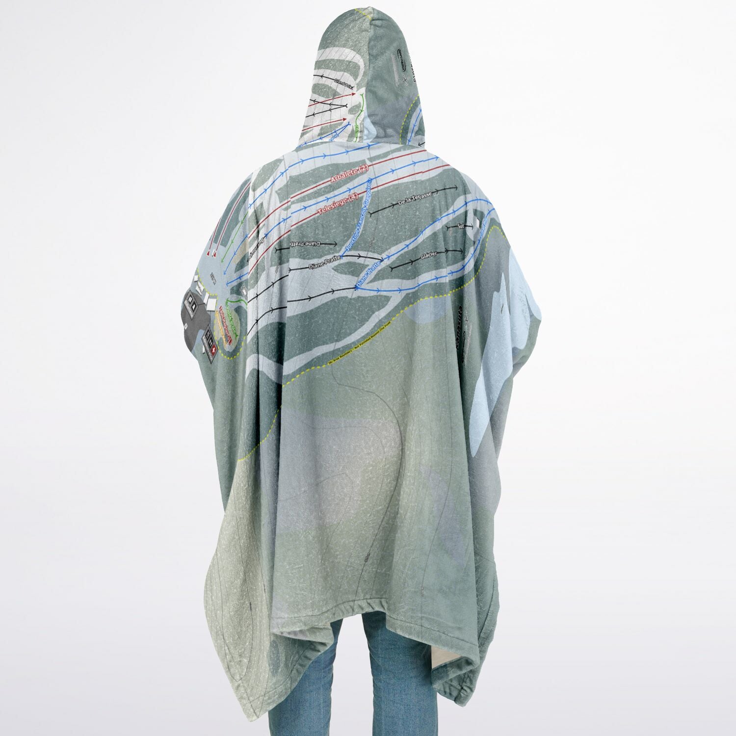 Kanasuta, Quebec Ski Resort Map Flannel Blanket Poncho