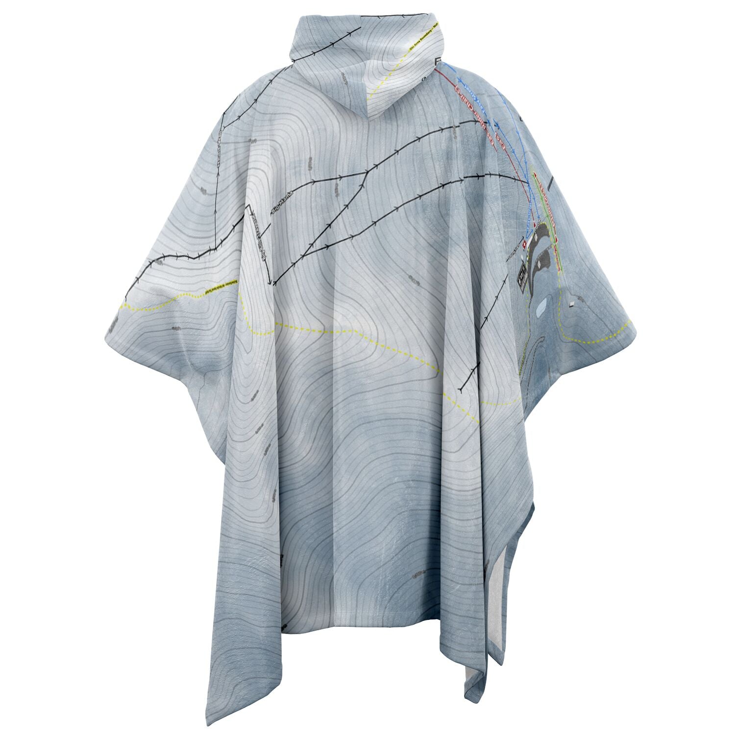 Porters, New Zealand Ski Resort Map Flannel Blanket Poncho