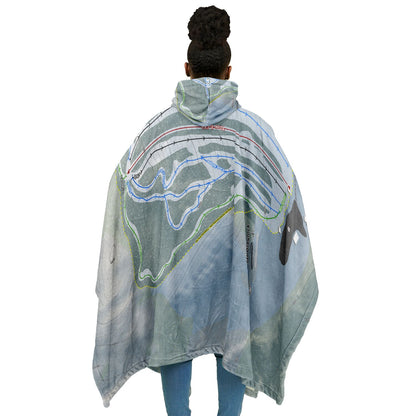 Mt Greylock, Massachusetts Ski Resort Map Flannel Blanket Poncho