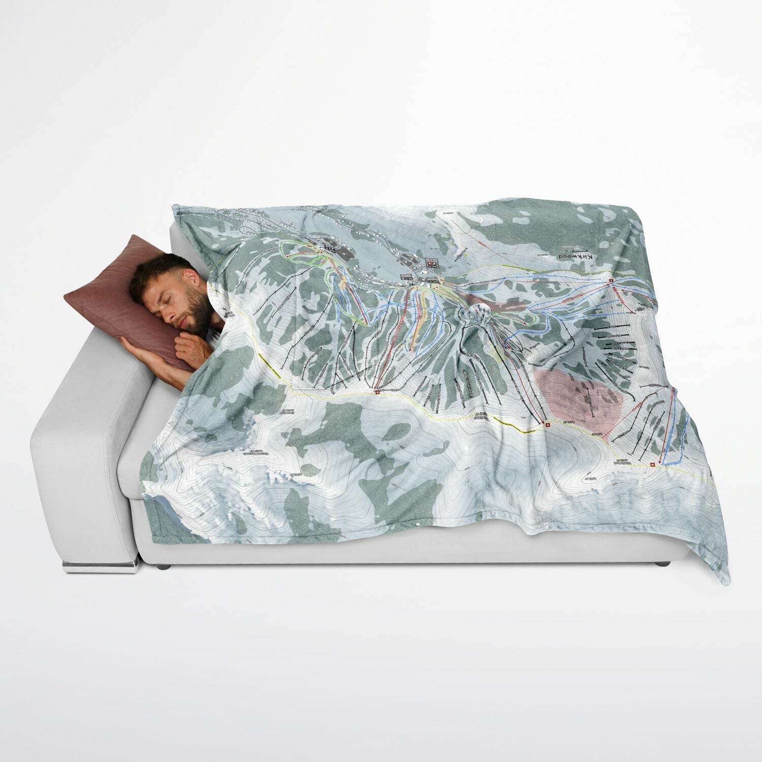 Kirkwood, California Ski Resort Map Flannel Blanket Poncho