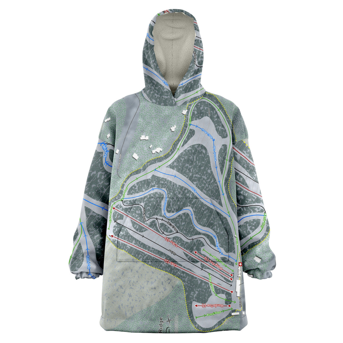 Otis Ridge, Massachusetts Ski Trail Map Snug Hoodie