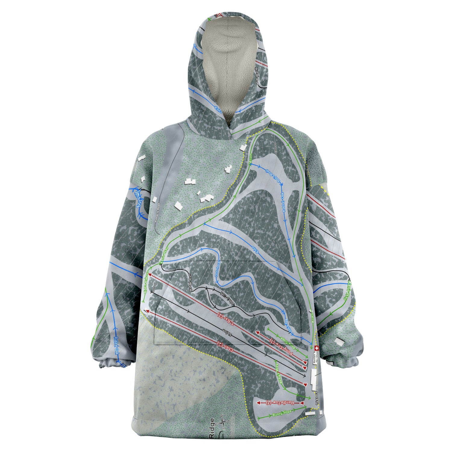 Otis Ridge, Massachusetts Ski Trail Map Snug Hoodie