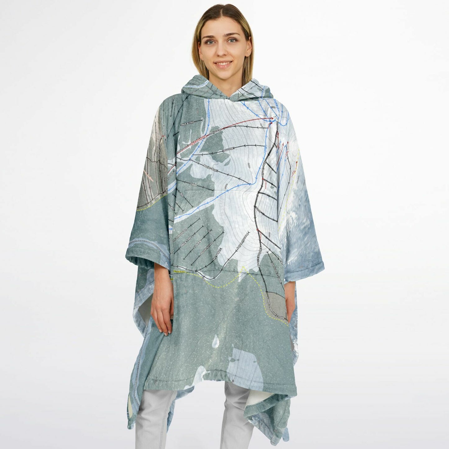 Arapahoe Basin, Colorado Ski Resort Map Flannel Blanket Poncho