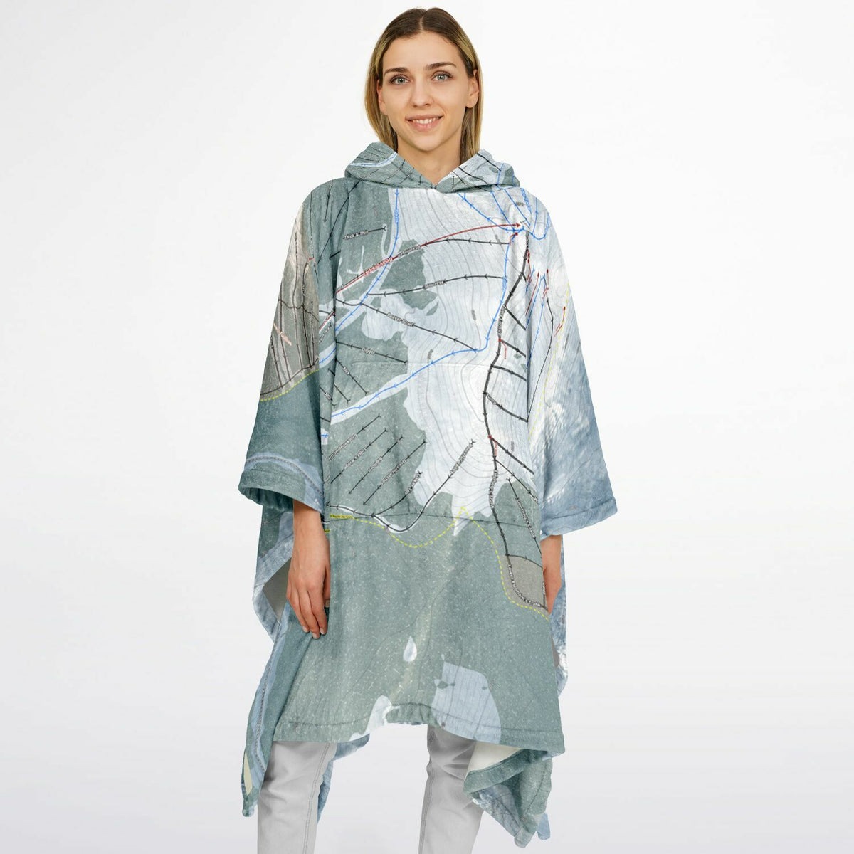 Arapahoe Basin, Colorado Ski Resort Map Flannel Blanket Poncho