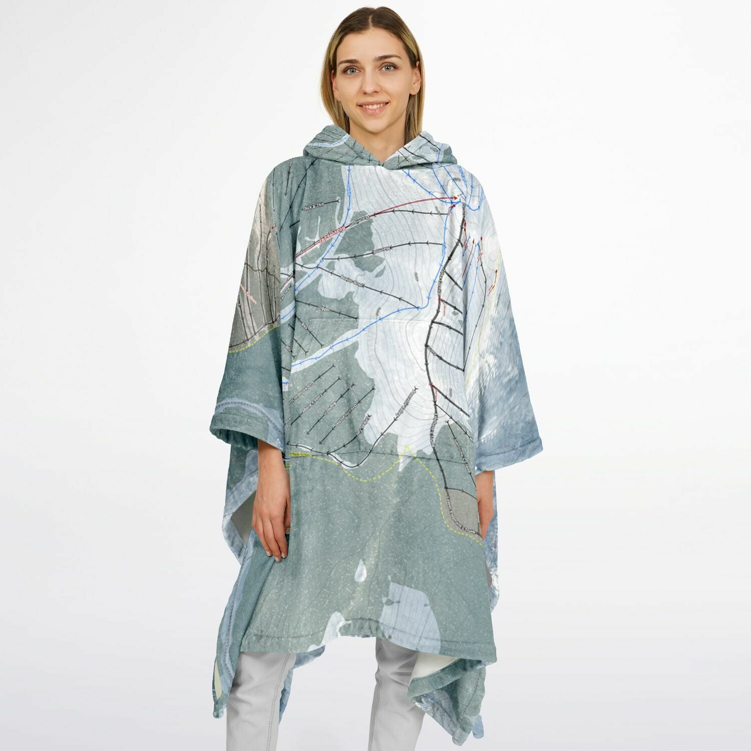 Arapahoe Basin, Colorado Ski Resort Map Flannel Blanket Poncho