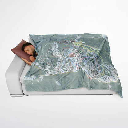 Crystal Mountain, Washington Ski Resort Map Flannel Blanket Poncho