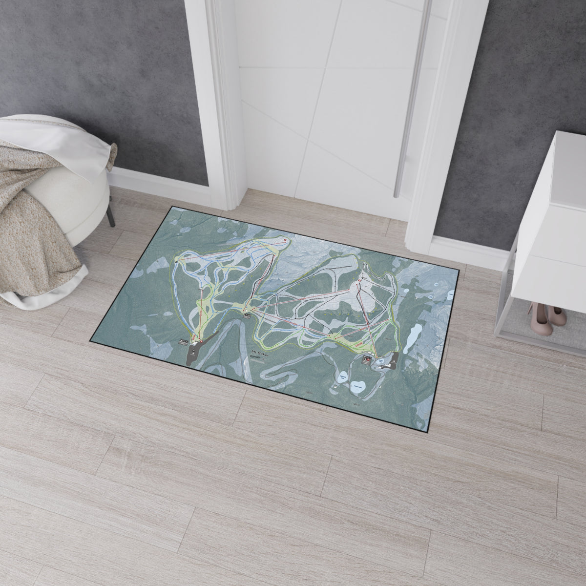 Mt Baker, Washington Ski Resort Map Heavy Duty Floor Mat