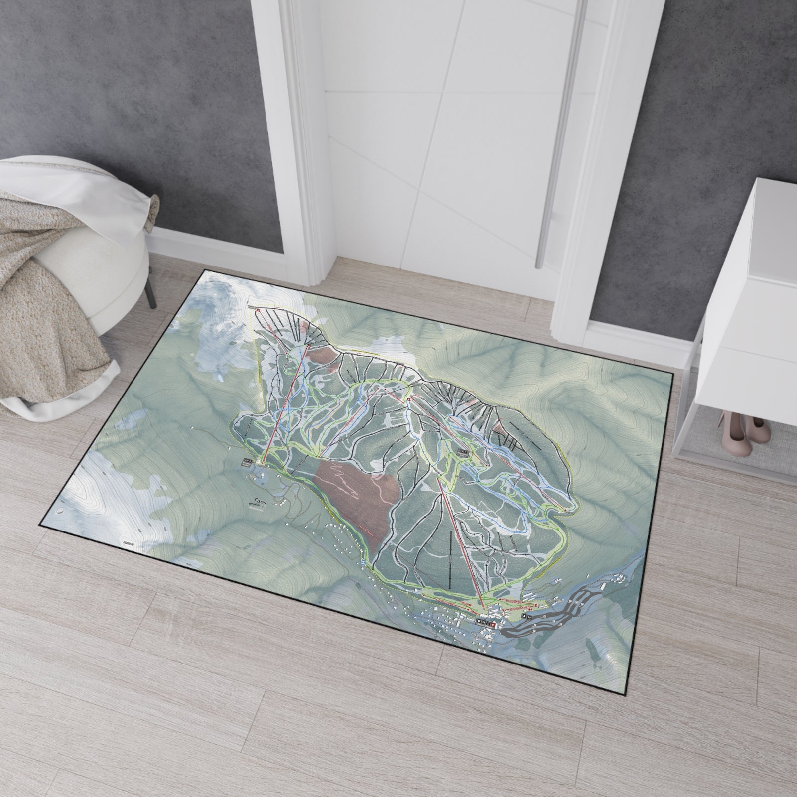 Taos, New Mexico Ski Resort Map Heavy Duty Floor Mat
