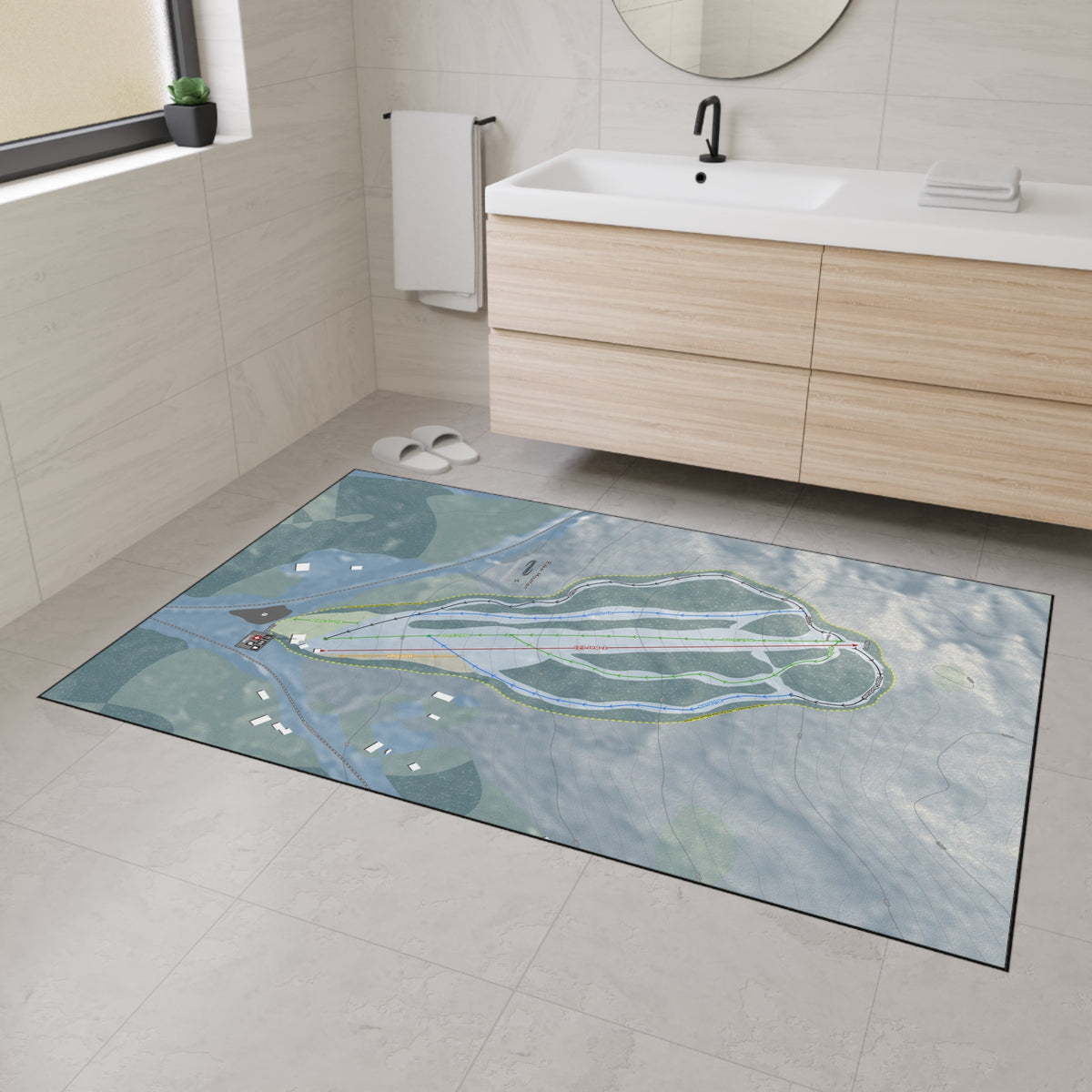 Baker Mountain, Maine Ski Resort Map Heavy Duty Floor Mat