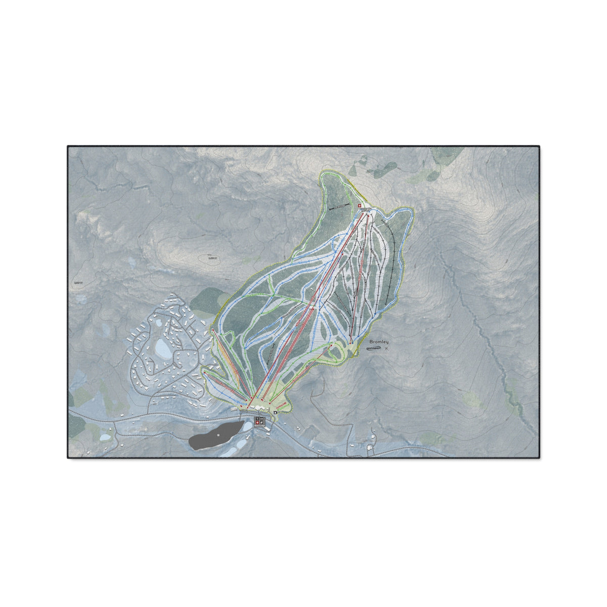 Bromley, Vermont Ski Resort Map Heavy Duty Floor Mat