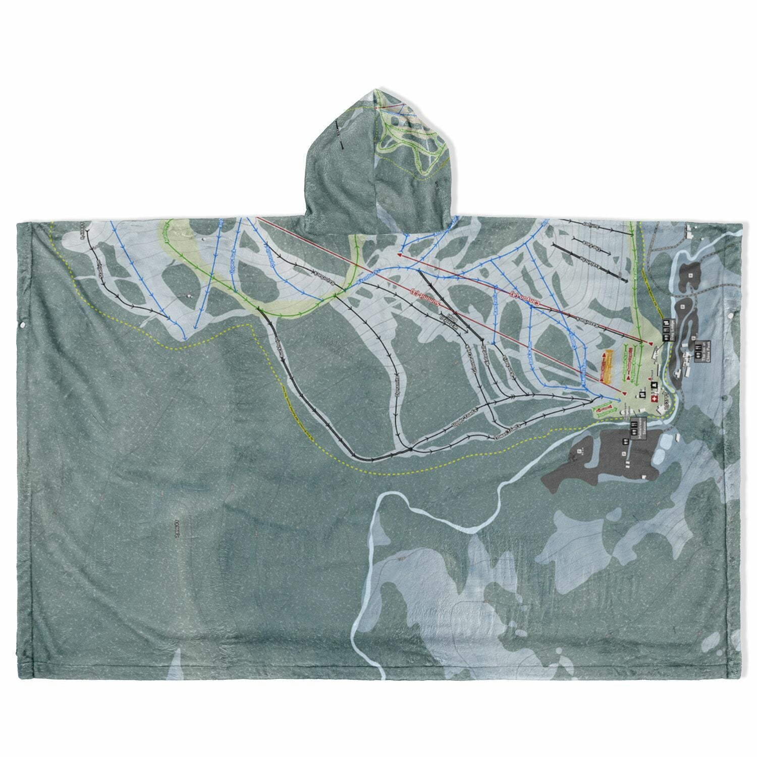 China Peak, California Ski Resort Map Flannel Blanket Poncho