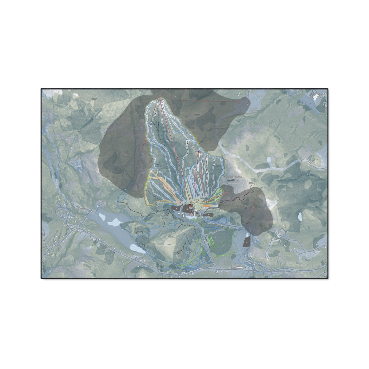 Gunstock Mountain, New Hampshire Ski Resort Map Heavy Duty Floor Mat