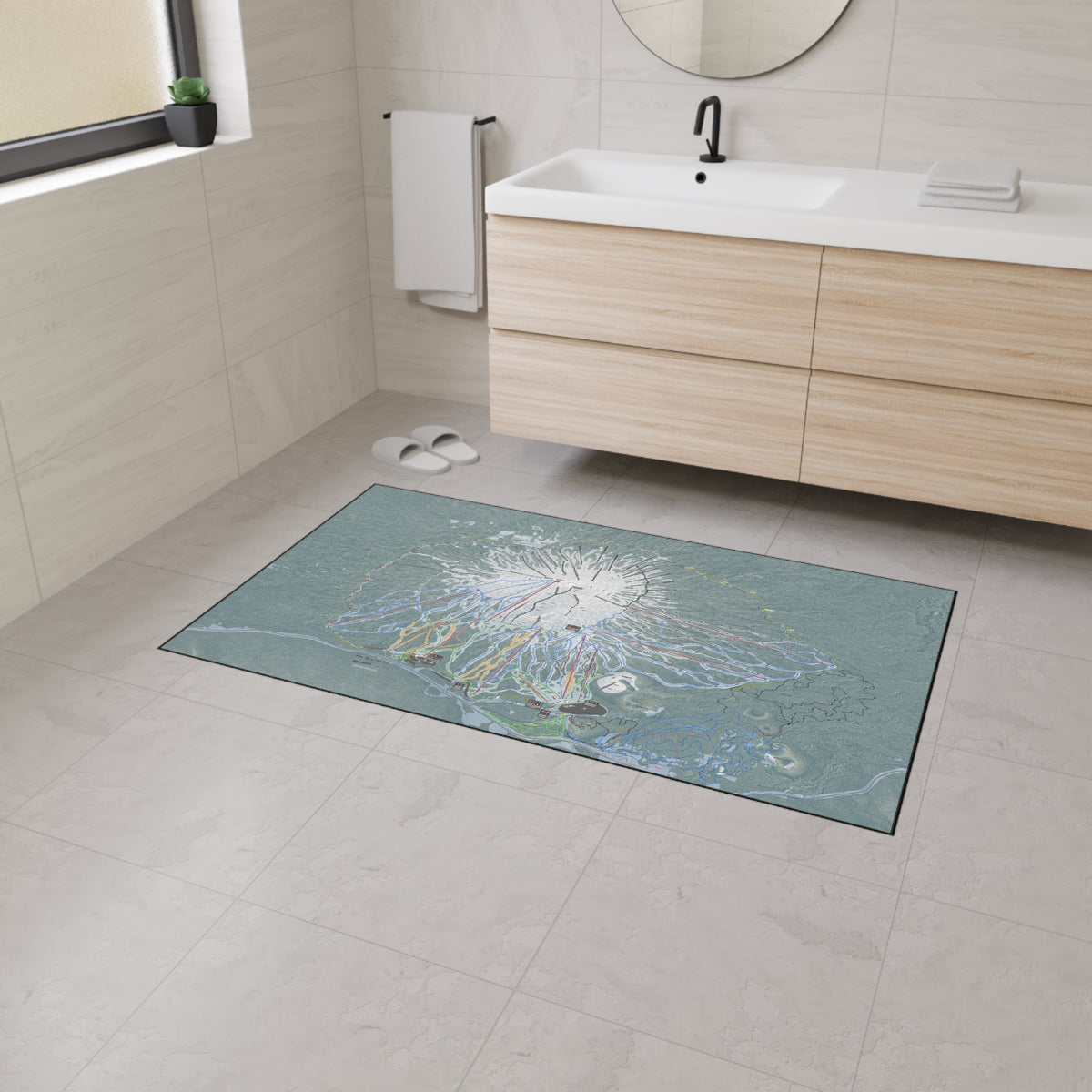 Mt Bachelor, Oregon Ski Resort Map Heavy Duty Floor Mat