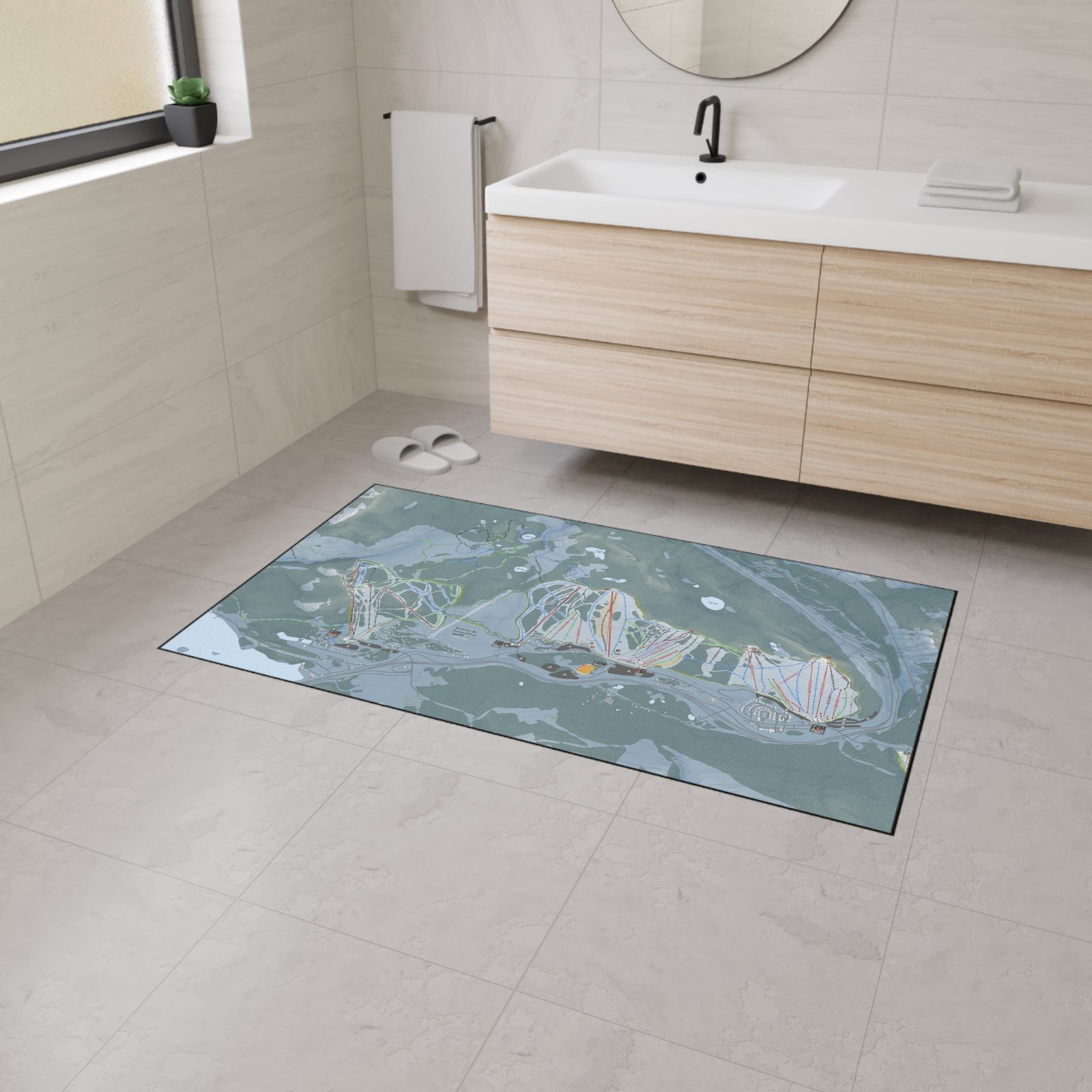 Summit At Snoqualmie, Washington Ski Resort Map Heavy Duty Floor Mat