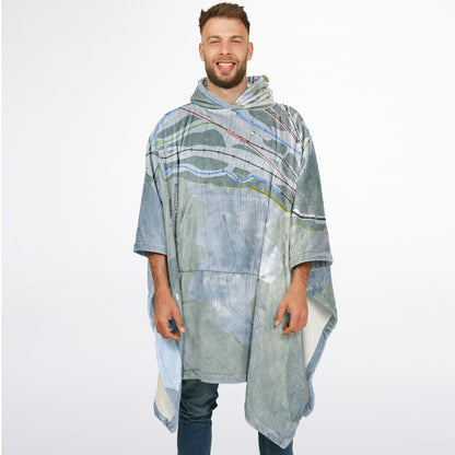 Bousquet Mountain, Massachusetts Ski Resort Map Flannel Blanket Poncho