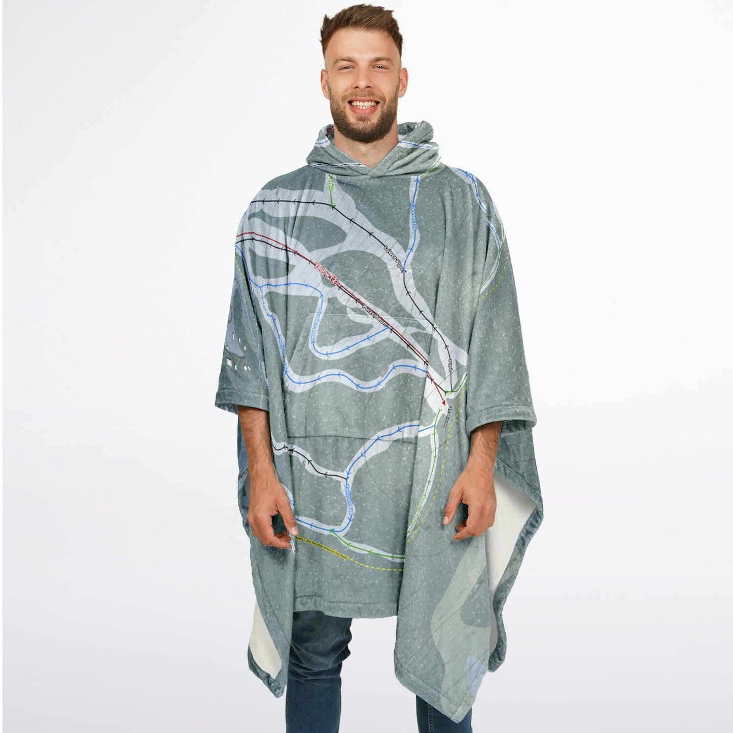 Purden Ski Village, British Columbia Ski Resort Map Flannel Blanket Poncho