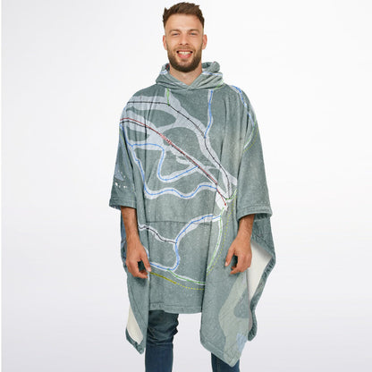 Purden Ski Village, British Columbia Ski Resort Map Flannel Blanket Poncho