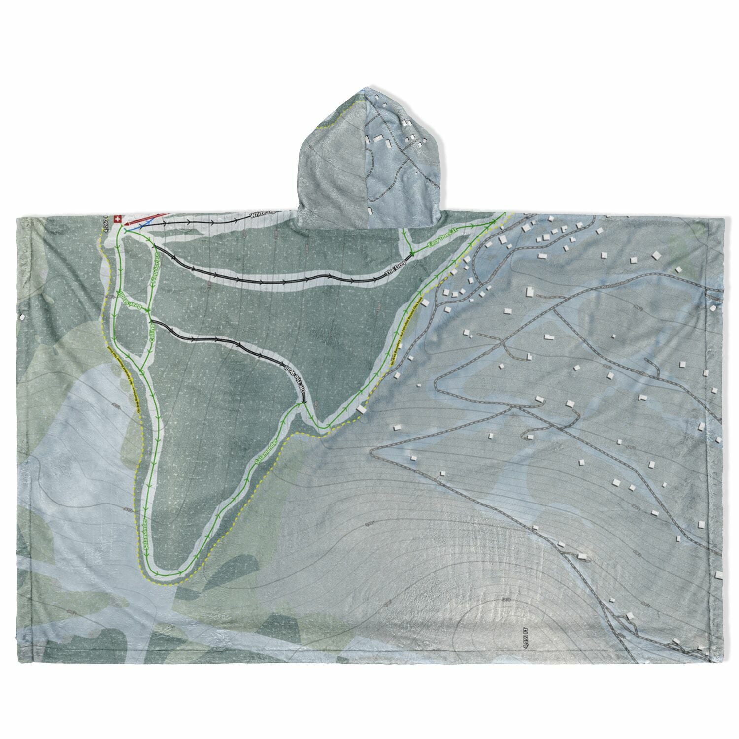 Timberline Mountain, West Virginia Ski Resort Map Flannel Blanket Poncho