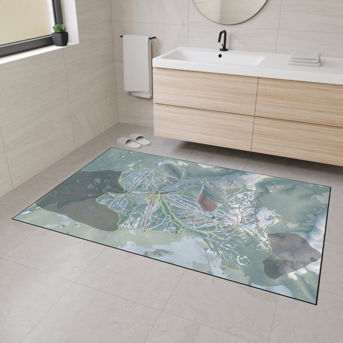 Sun Peaks, British Columbia Ski Resort Map Heavy Duty Floor Mat
