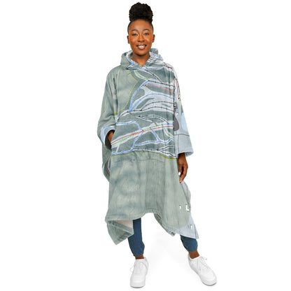 Buffalo Ski Center, New York Ski Resort Map Flannel Blanket Poncho