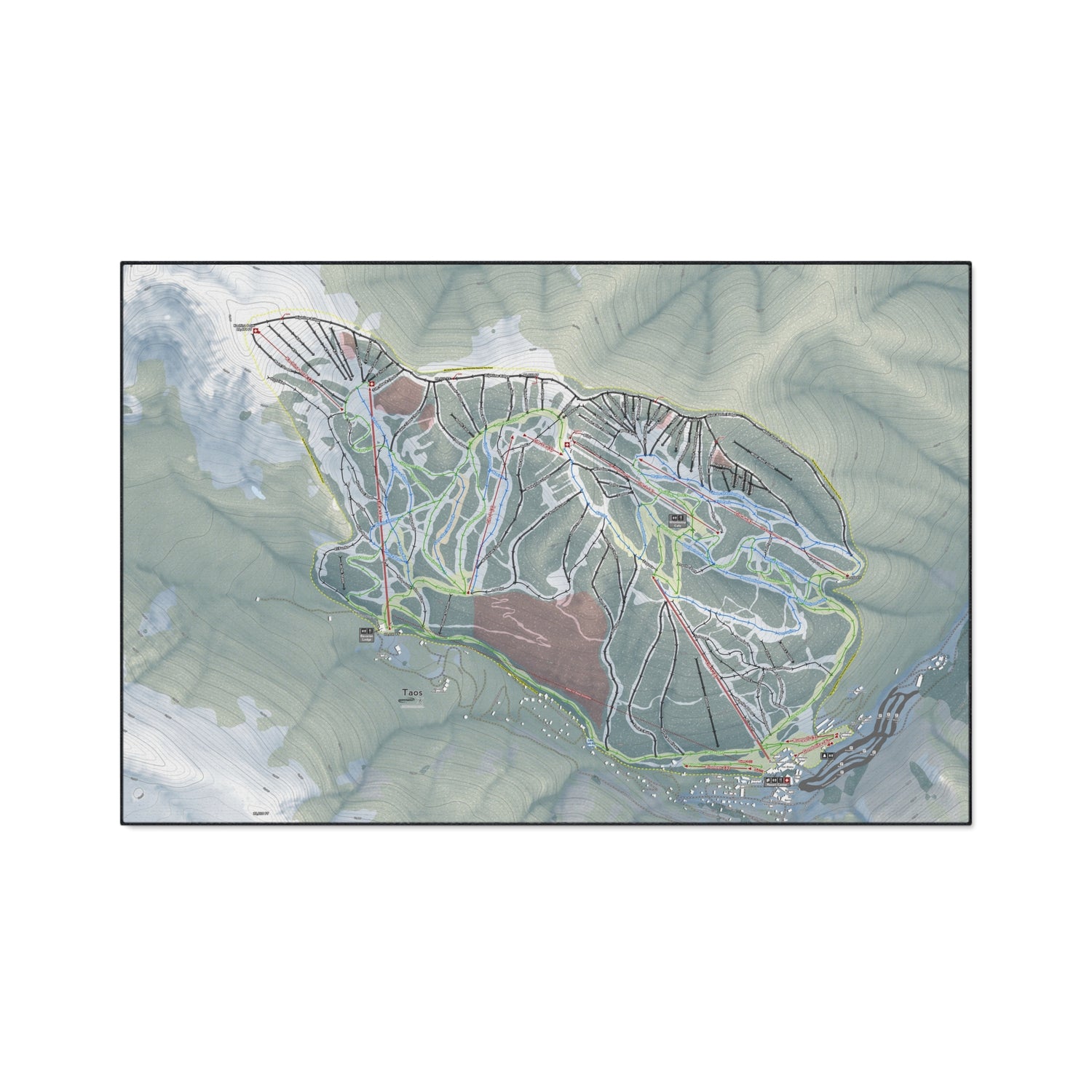 Taos, New Mexico Ski Resort Map Heavy Duty Floor Mat