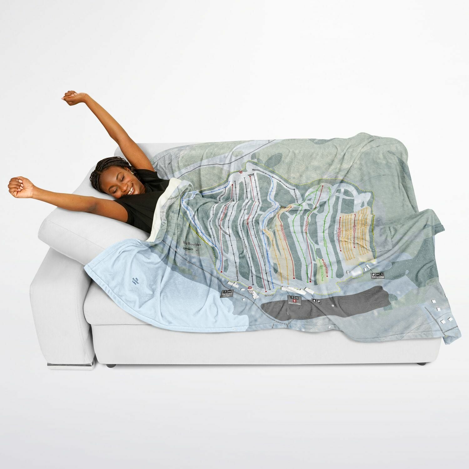 Big Boulder, Pennsylvania Ski Resort Map Flannel Blanket Poncho