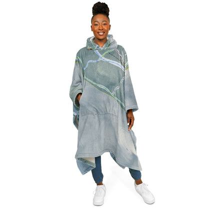 Oak Mountain, New York Ski Resort Map Flannel Blanket Poncho
